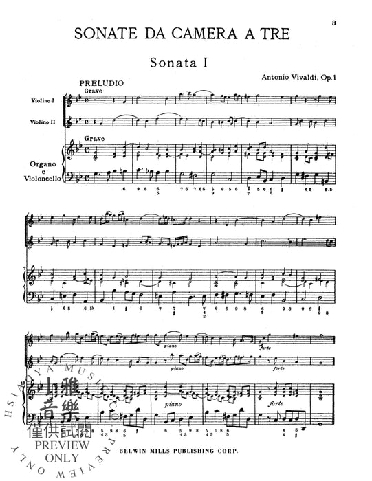 Sonatas da Camera a Tre, Opus 1 (Volume I, Nos. 1-6) 韋瓦第 奏鳴曲 作品 | 小雅音樂 Hsiaoya Music