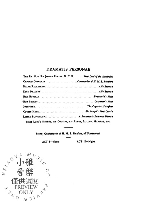 H.M.S. Pinafore, An Operetta in Two Acts For Solo, Chorus and Orchestra with English Text (Vocal Score) 獨奏 合唱 管弦樂團 聲樂總譜 | 小雅音樂 Hsiaoya Music
