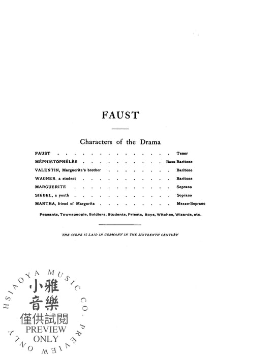 Faust - A Lyric Drama in Five Acts 浮士德 | 小雅音樂 Hsiaoya Music
