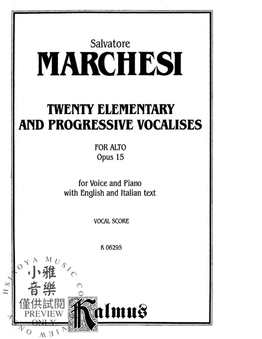 Twenty Elementary and Progressive Vocalises, Opus 15 作品 | 小雅音樂 Hsiaoya Music