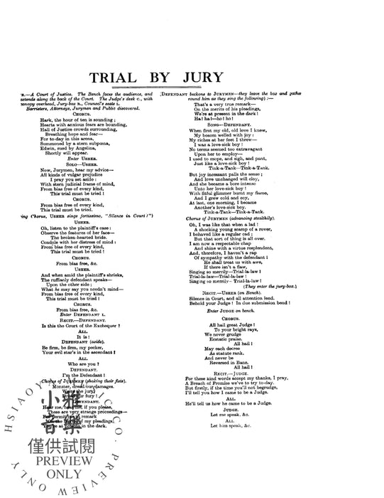 Trial by Jury, A Dramatic Cantata in One Act For Solo, Chorus and Orchestra with English Text (Choral Score) 清唱劇 獨奏 合唱 管弦樂團 合唱 | 小雅音樂 Hsiaoya Music