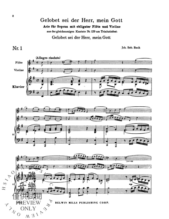 Arias from Church Cantatas, Volume III (5 Sacred) For Soprano, Obbligato Instruments and Piano or Organ with German Text (Full Score) 巴赫約翰‧瑟巴斯提安 詠唱調 清唱劇 鋼琴 管風琴 大總譜 | 小雅音樂 Hsiaoya Music