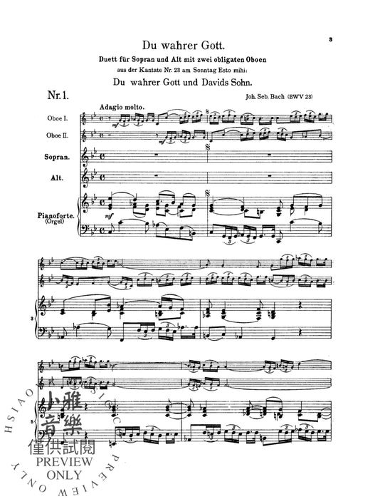 Arias from Church Cantatas, Volume II (4 Duets) Duets for Soprano and Alto with Obbligato Instruments and Piano or Organ with German Text (Full Score) 巴赫約翰‧瑟巴斯提安 詠唱調 清唱劇 二重奏 中音 鋼琴 管風琴 大總譜 | 小雅音樂 Hsiaoya Music