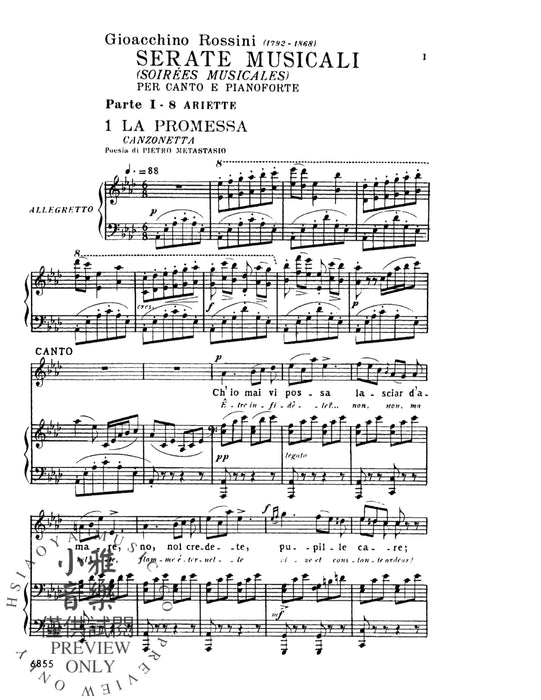 Soirées Musicales, Volume I, Nos. 1-8 (8 Ariette) For Voice and Piano with Italian and French Text 羅西尼 鋼琴 | 小雅音樂 Hsiaoya Music