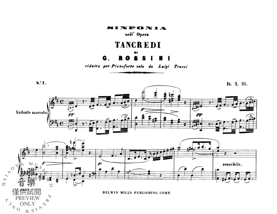 Tancredi, A Heroic Opera in Two Acts Vocal Score with Italian Text 羅西尼 唐克雷第 歌劇 聲樂總譜 | 小雅音樂 Hsiaoya Music