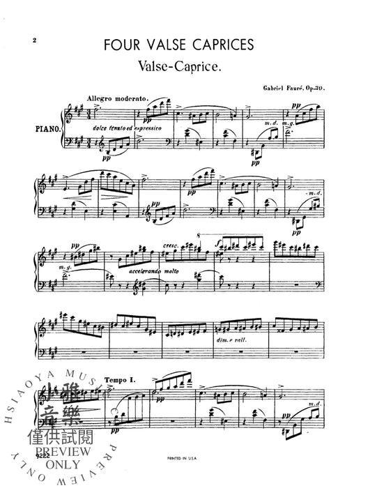 Four Valse Caprices, Opus 30, 38, 59, 62 佛瑞 圓舞曲隨想曲 作品 | 小雅音樂 Hsiaoya Music