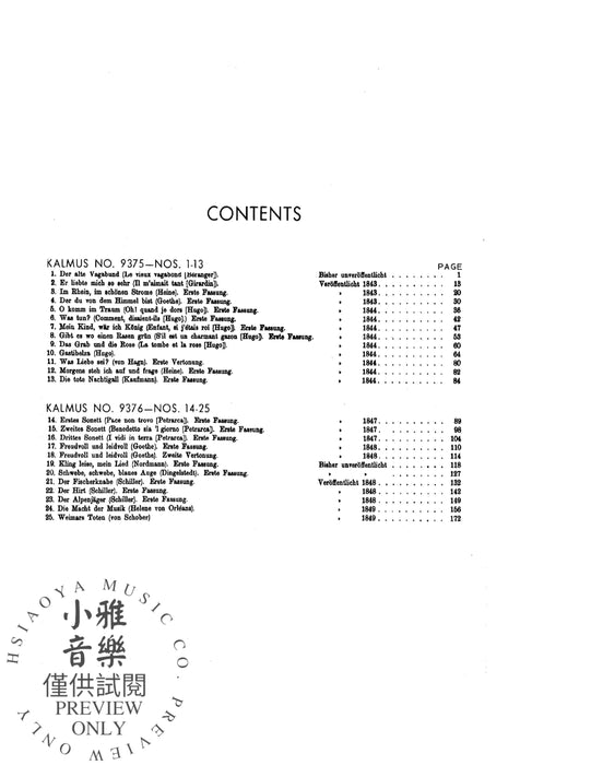 Songs, Volume II (Nos. 14-25) 李斯特 | 小雅音樂 Hsiaoya Music
