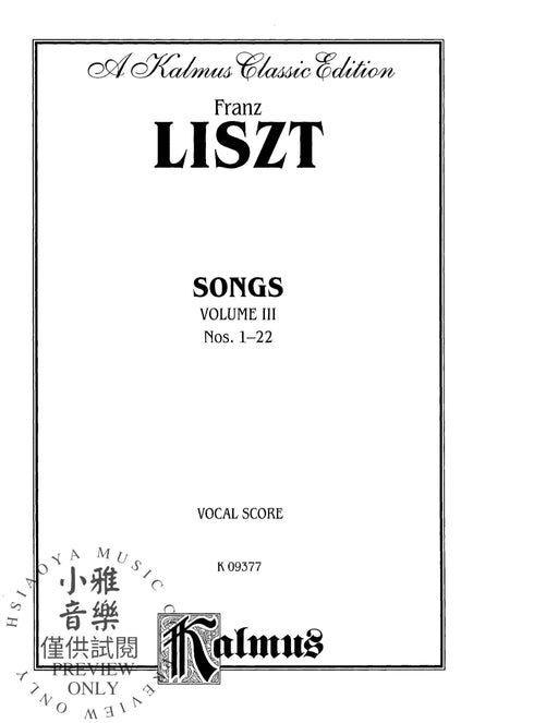 Songs, Volume III 李斯特 | 小雅音樂 Hsiaoya Music