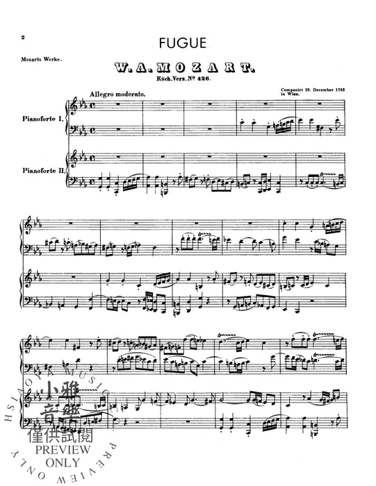 Fugue (K. 426) and Sonata (K. 448) 莫札特 復格曲 奏鳴曲 | 小雅音樂 Hsiaoya Music