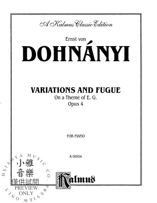 Variation & Fugue on a Theme of E. G., Opus 4 詠唱調 復格曲 主題 作品 | 小雅音樂 Hsiaoya Music