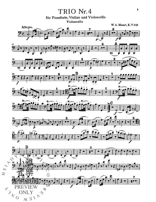 Trio No. 4 in C Major, K. 548 莫札特 三重奏 | 小雅音樂 Hsiaoya Music