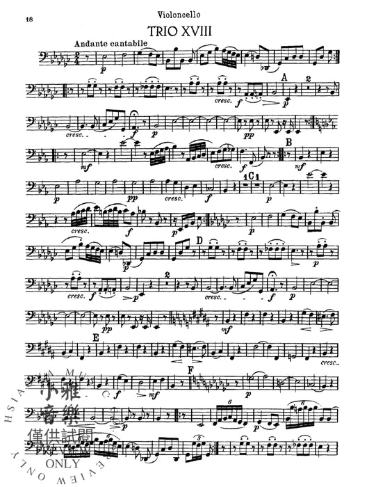 Trios for Violin, Cello and Piano, Volume IV (Nos. 18-22, HOB. XV: 31, 1, 10, 21, 23) 海頓 三重奏 小提琴 大提琴 鋼琴 | 小雅音樂 Hsiaoya Music
