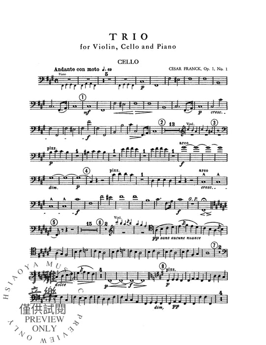 Trio in F-sharp Minor (Opus 1, No. 1) 法朗克賽札爾 三重奏 作品 | 小雅音樂 Hsiaoya Music