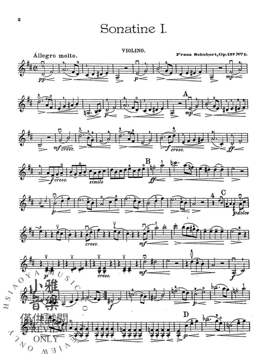 Three Sonatas, Opus 137 舒伯特 奏鳴曲 作品 | 小雅音樂 Hsiaoya Music