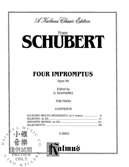 Four Impromptus, Opus 90 舒伯特 即興曲 作品 | 小雅音樂 Hsiaoya Music