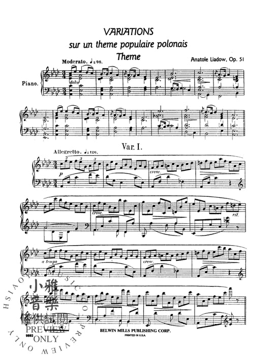 Variations sur un theme populaire Polonais, Opus 51 詠唱調 主題 作品 | 小雅音樂 Hsiaoya Music