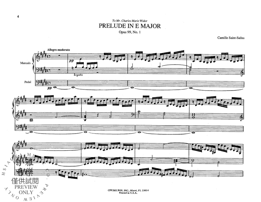 Six Preludes and Fugues, Opus 99 and Opus 109 聖桑斯 前奏曲 復格曲 作品 | 小雅音樂 Hsiaoya Music