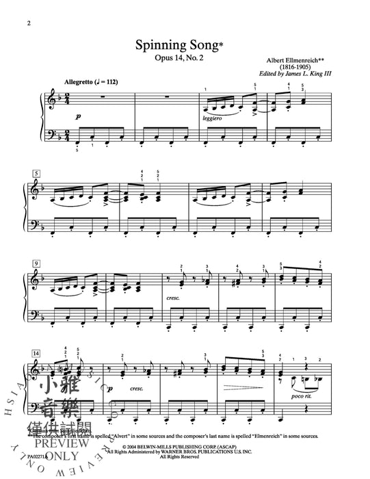 Spinning Song, Opus 14, No. 2 作品 | 小雅音樂 Hsiaoya Music