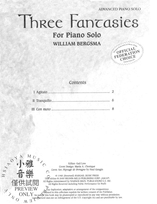 Three Fantasies 幻想曲 | 小雅音樂 Hsiaoya Music