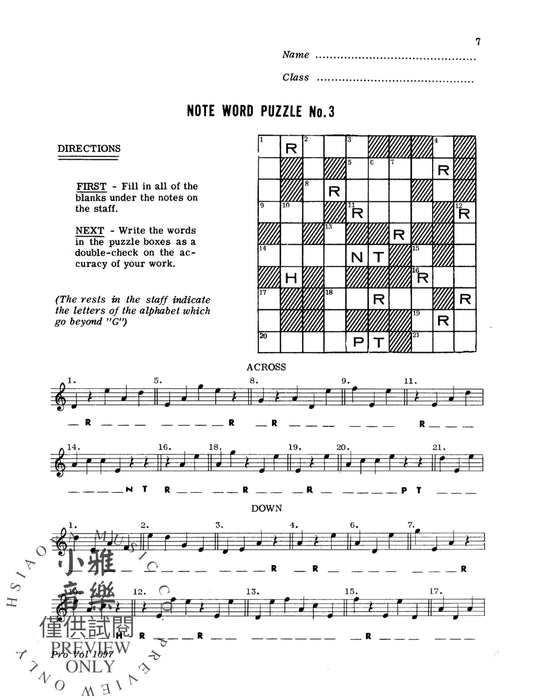 Note-Word Puzzles 音符 | 小雅音樂 Hsiaoya Music