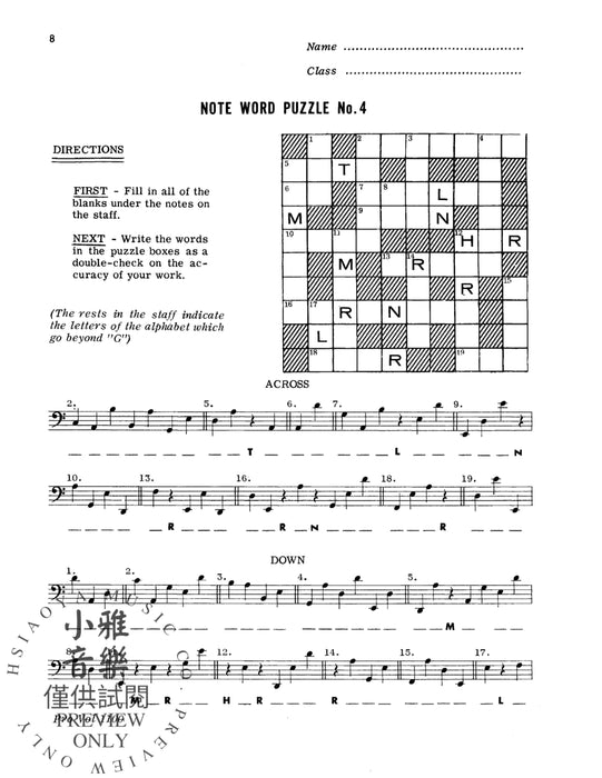Note-Word Puzzles 音符 | 小雅音樂 Hsiaoya Music