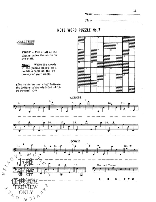 Note-Word Puzzles 音符 | 小雅音樂 Hsiaoya Music