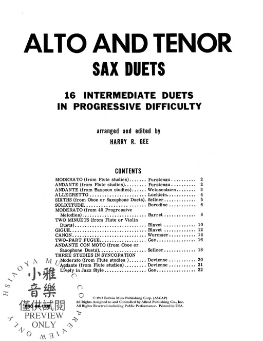 Alto and Tenor Sax Duets 中音 二重奏 | 小雅音樂 Hsiaoya Music