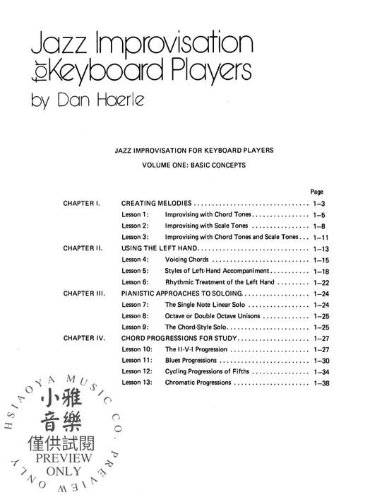 Jazz Improvisation for Keyboard Players, Complete Edition 即興演奏鍵盤樂器 | 小雅音樂 Hsiaoya Music