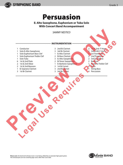 Persuasion Alto Saxophone Solo Feature 中音薩氏管獨奏 總譜 | 小雅音樂 Hsiaoya Music