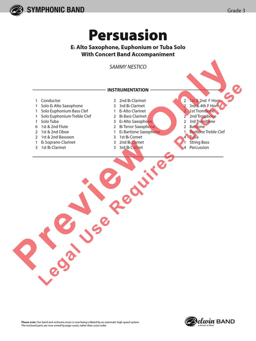 Persuasion Alto Saxophone Solo Feature 中音薩氏管獨奏 總譜 | 小雅音樂 Hsiaoya Music