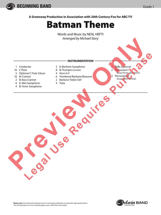 Batman Theme (from the Original TV Series) 主題 總譜 | 小雅音樂 Hsiaoya Music