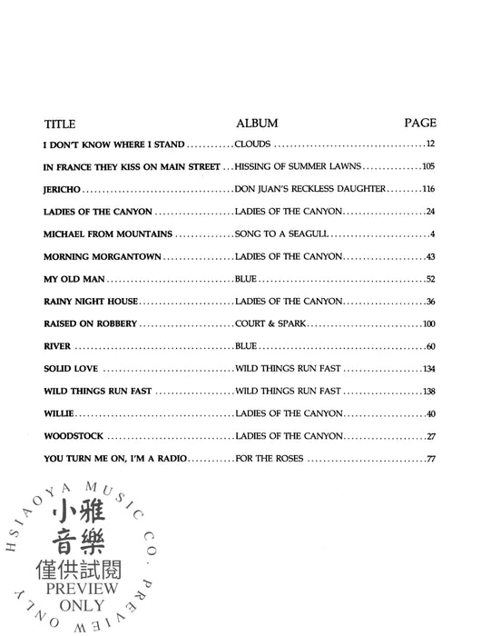 Joni Mitchell: Anthology | 小雅音樂 Hsiaoya Music