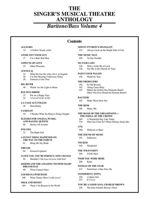 Singer's Musical Theatre Anthology - Volume 4 Baritone/Bass Book Only | 小雅音樂 Hsiaoya Music