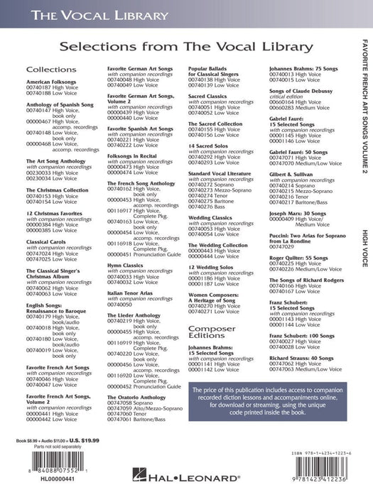 Favorite French Art Songs - Volume 2 The Vocal Library High Voice 高音 | 小雅音樂 Hsiaoya Music