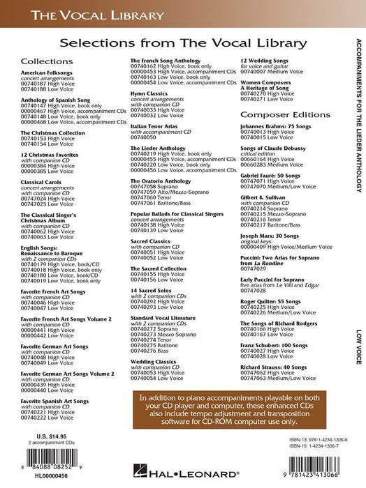 The Lieder Anthology - Accompaniment CDs The Vocal Library Low Voice 伴奏 低音 | 小雅音樂 Hsiaoya Music