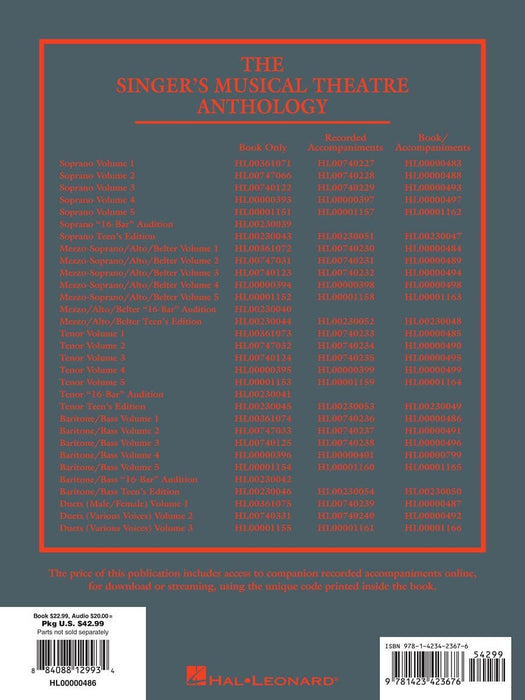 Singer's Musical Theatre Anthology - Volume 1 Baritone/Bass Book/Online Audio | 小雅音樂 Hsiaoya Music