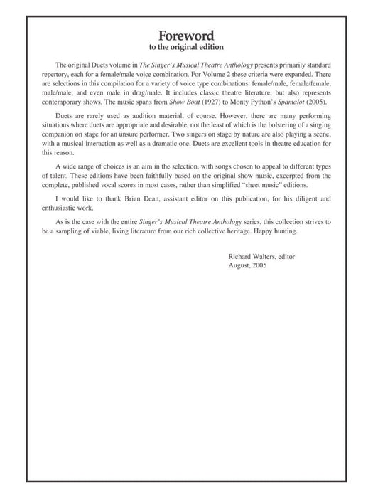 The Singer's Musical Theatre Anthology - Volume 2 Duets Book With Online Audio 二重奏 | 小雅音樂 Hsiaoya Music