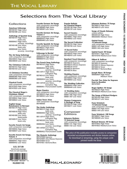 Franz Schubert - 15 Selected Songs (High Voice) The Vocal Library - High Voice 舒伯特 高音 | 小雅音樂 Hsiaoya Music