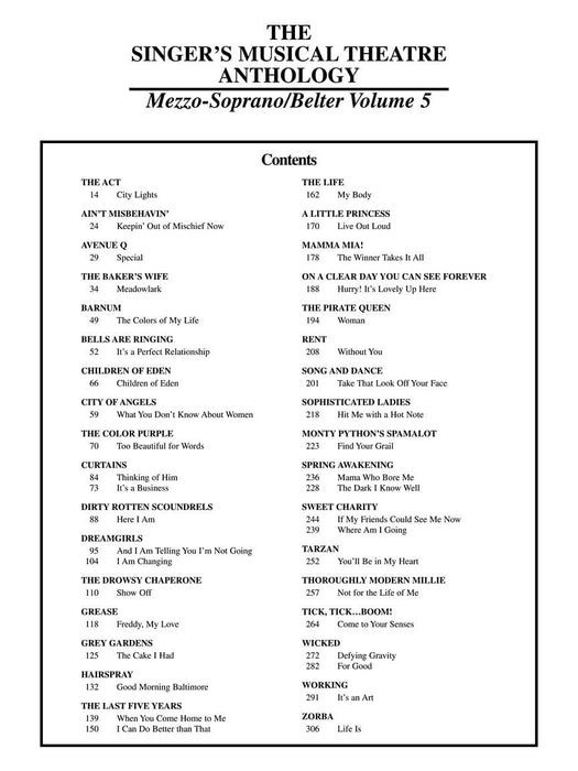The Singer's Musical Theatre Anthology - Volume 5 Mezzo-Soprano/Belter Book Only 次女高音 | 小雅音樂 Hsiaoya Music