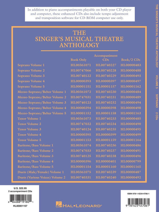 The Singer's Musical Theatre Anthology - Volume 5 Soprano Accompaniment CDs 伴奏 | 小雅音樂 Hsiaoya Music