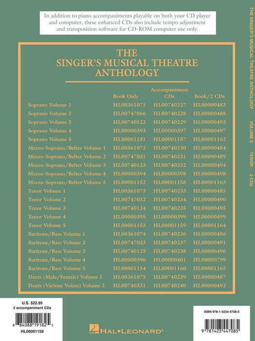 Singer's Musical Theatre Anthology - Volume 5 Tenor Accompaniment CDs 伴奏 | 小雅音樂 Hsiaoya Music