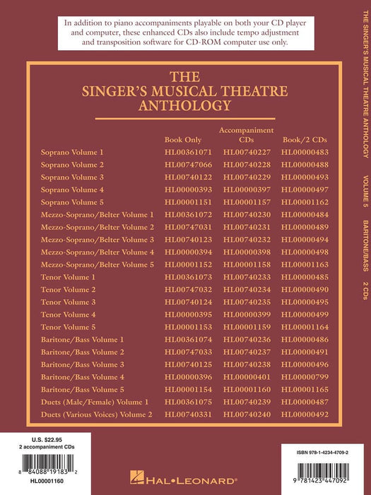 Singer's Musical Theatre Anthology - Volume 5 Baritone/Bass Accompaniment CDs 伴奏 | 小雅音樂 Hsiaoya Music