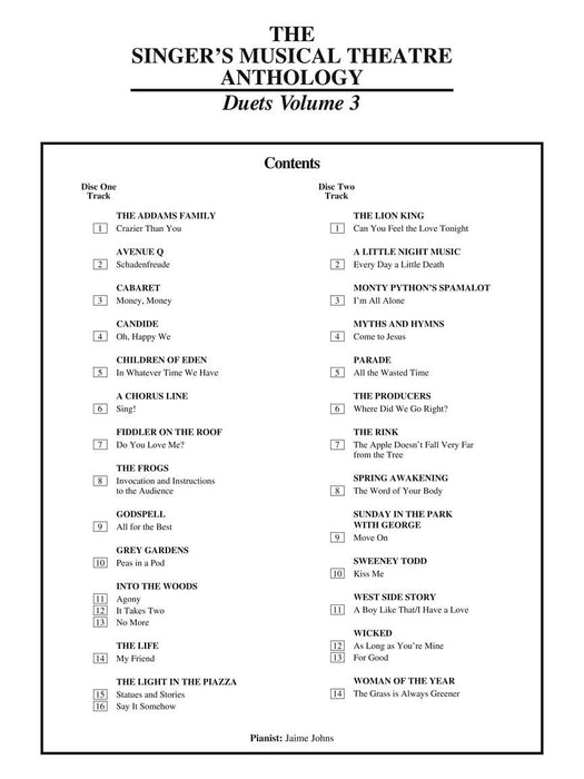 Singer's Musical Theatre Anthology Duets Volume 3 Accompaniment CDs 二重奏 伴奏 | 小雅音樂 Hsiaoya Music