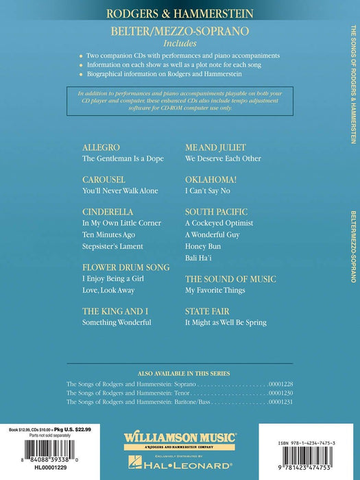 The Songs of Rodgers & Hammerstein Belter/Mezzo-Soprano with CDs of performances and accompaniments Book/2-CD Pack 次女高音 伴奏 | 小雅音樂 Hsiaoya Music