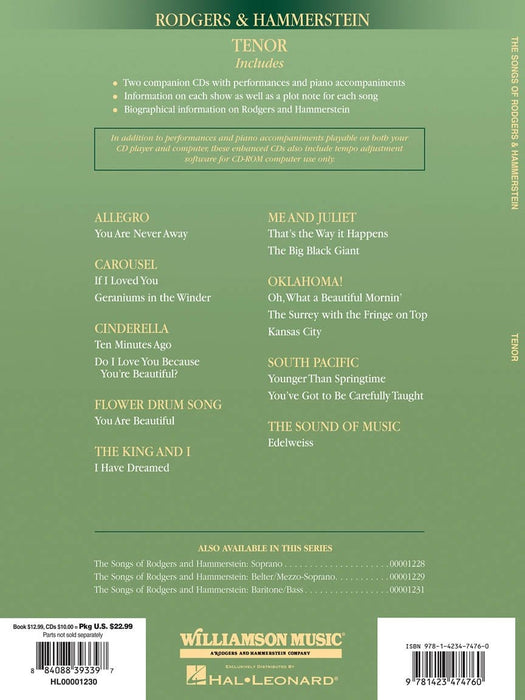 The Songs of Rodgers & Hammerstein Tenor with CDs of performances and accompaniments Book/2-CD Pack 伴奏 | 小雅音樂 Hsiaoya Music