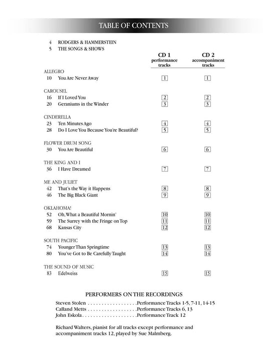 The Songs of Rodgers & Hammerstein Tenor with CDs of performances and accompaniments Book/2-CD Pack 伴奏 | 小雅音樂 Hsiaoya Music