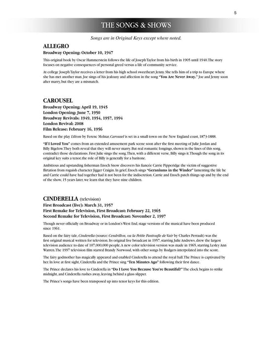 The Songs of Rodgers & Hammerstein Tenor with CDs of performances and accompaniments Book/2-CD Pack 伴奏 | 小雅音樂 Hsiaoya Music