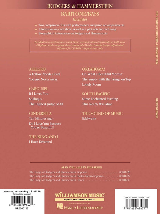 The Songs of Rodgers & Hammerstein Baritone/Bass with online audio of performances and accompaniment 伴奏 | 小雅音樂 Hsiaoya Music