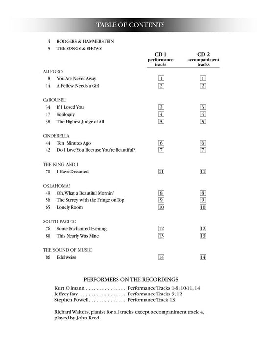 The Songs of Rodgers & Hammerstein Baritone/Bass with online audio of performances and accompaniment 伴奏 | 小雅音樂 Hsiaoya Music