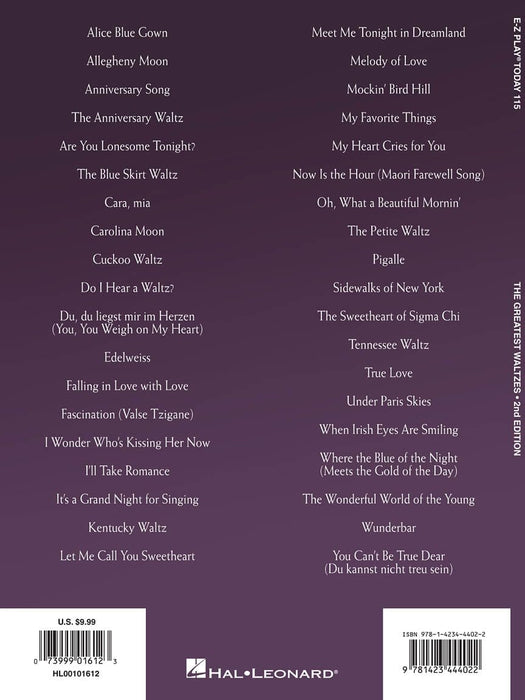 The Greatest Waltzes - 2nd Edition E-Z Play Today Volume 115 圓舞曲 | 小雅音樂 Hsiaoya Music